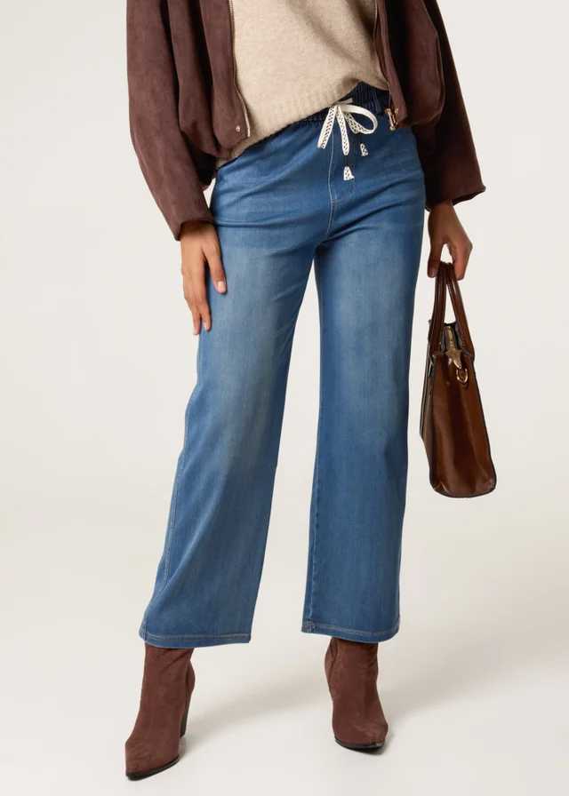Blue Vanilla Blue Elasticated Waist Jeans With Tie
