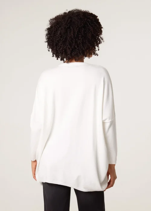 Blue Vanilla White Embroidered Round Neck Jumper - One Size Image 4