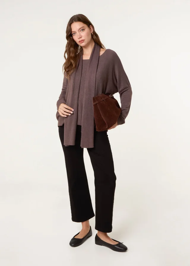Blue Vanilla Brown Scarf Cut & Sew 2in1 Jumper