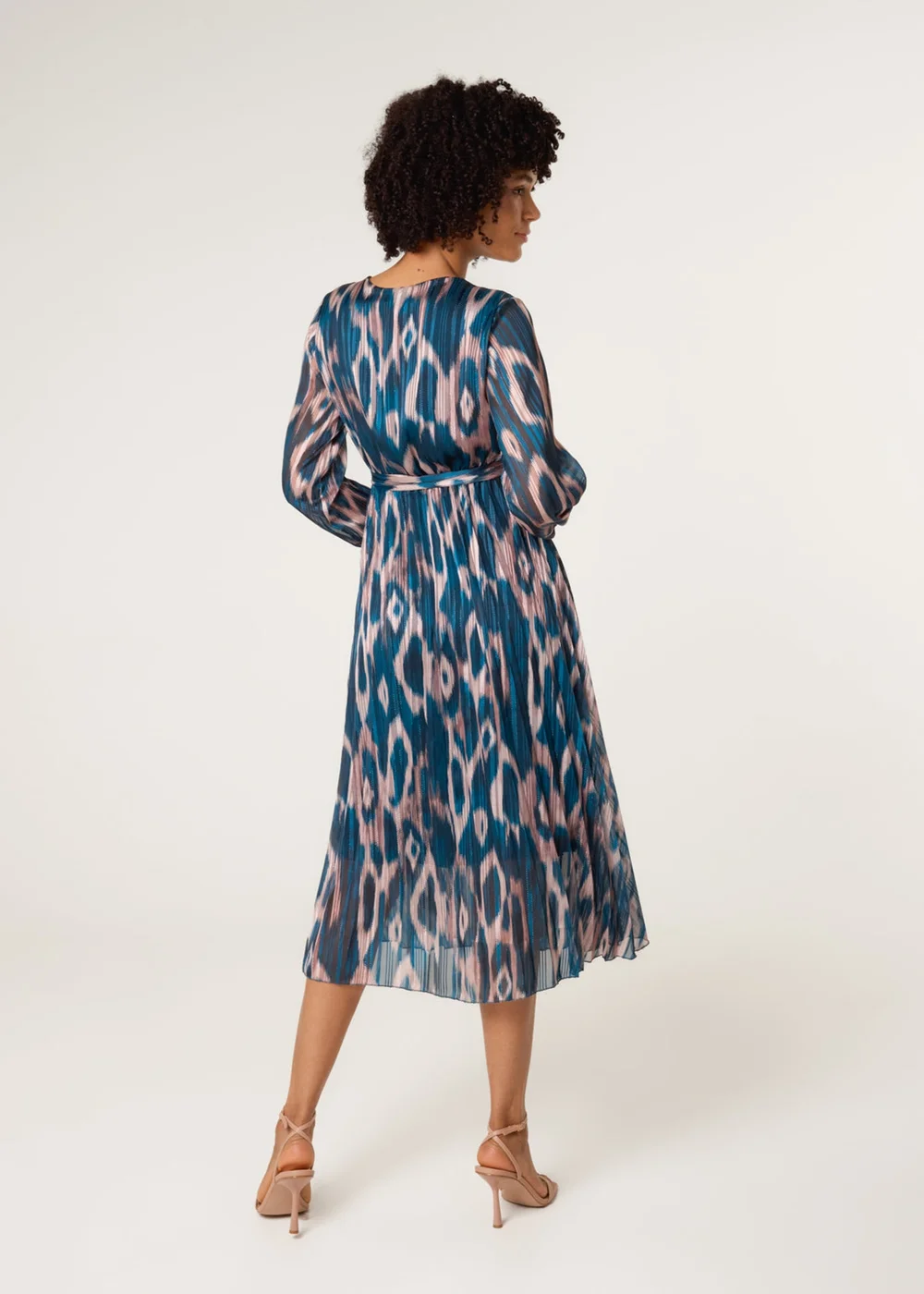 Blue Vanilla Turquoise Crossover Metallic Pleated Dress - S Image 4