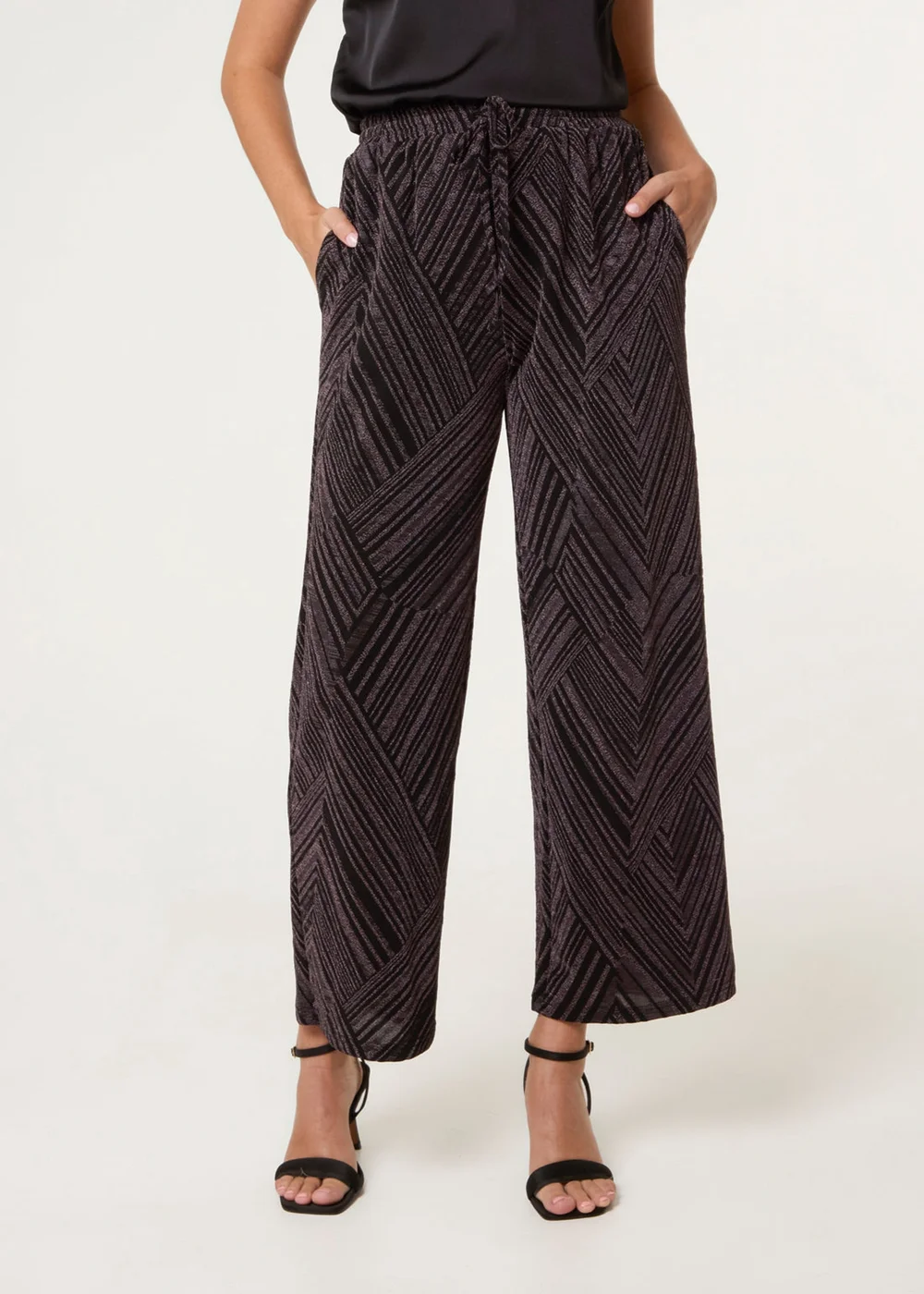 Blue Vanilla Tan Draw Cord Shimmery Trousers - 14-16 Image 2