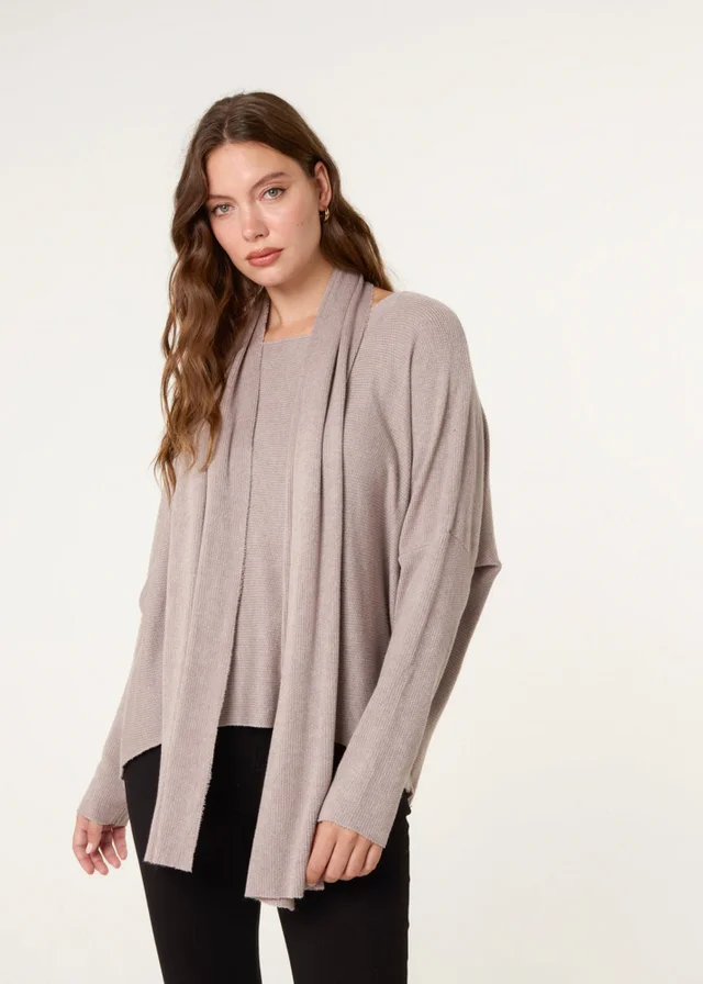 Blue Vanilla Beige Scarf Cut And Sew 2in1 Jumper