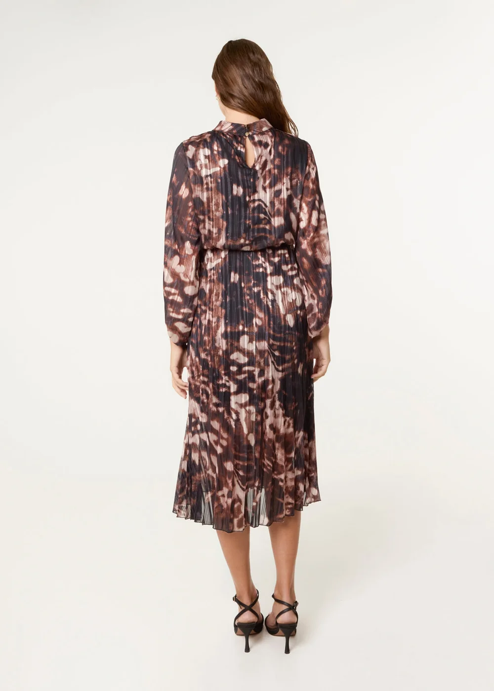 Blue Vanilla Black High Neck Metallic Pleated Dress - S Image 4
