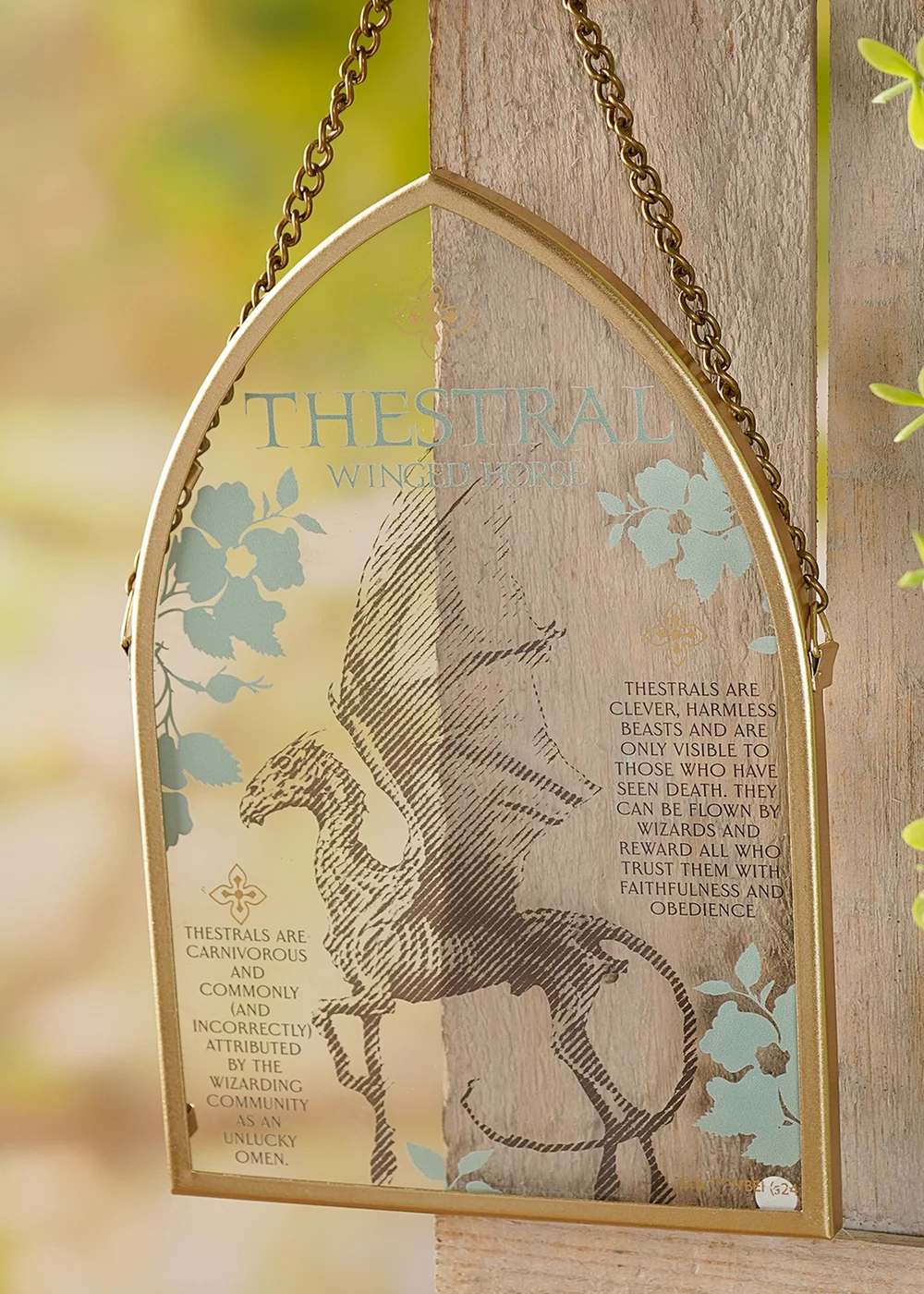 Harry Potter Warner Bros Herbology Gold Arch Plaque Thestral - One Size Image 1