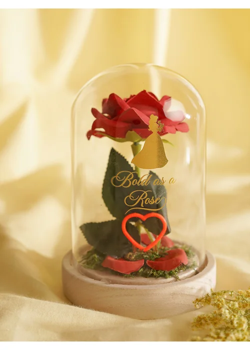 Disney Pastel Princess Red Florals In A Cloche With Neon Light Belle - One Size Image 1