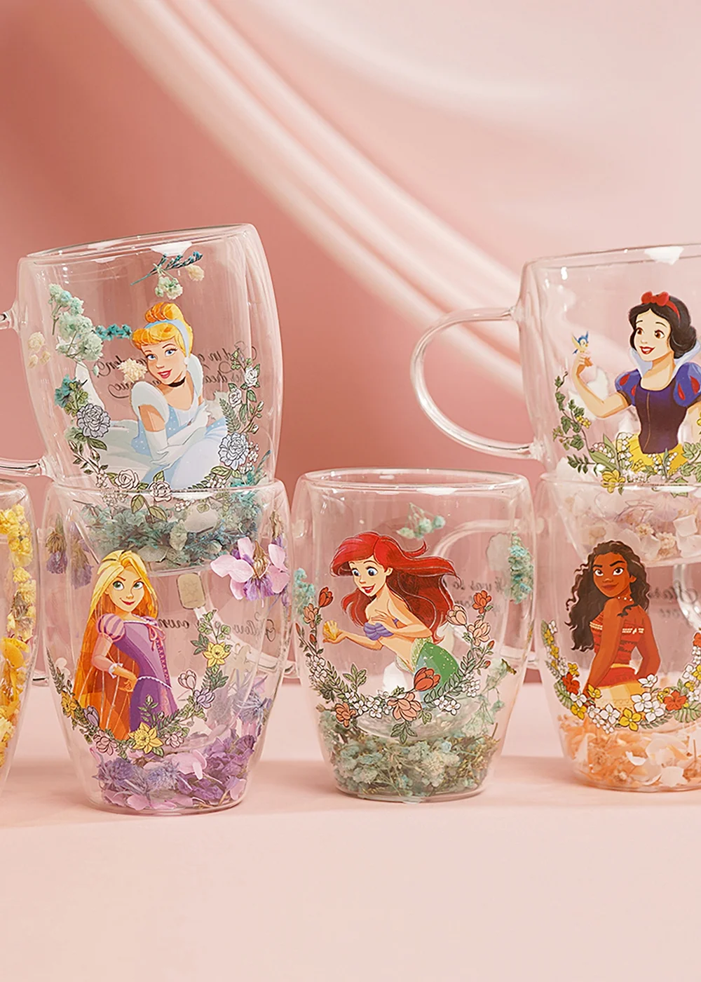Disney Pastel Princess Floral Decorative Blue Glass Mug Cinderella - One Size Image 4