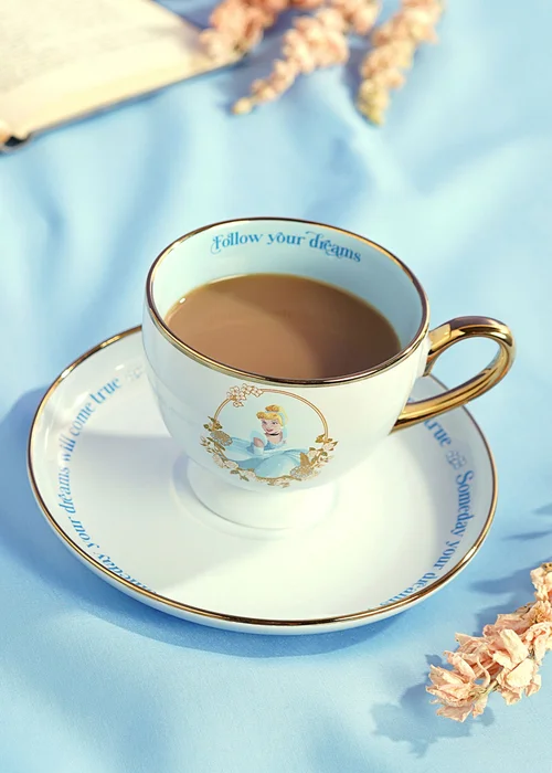 Disney Pastel Princess Blue Tea Cup & Saucer Cinderella - One Size Image 1