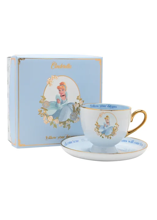 Disney Pastel Princess Blue Tea Cup & Saucer Cinderella - One Size Image 5