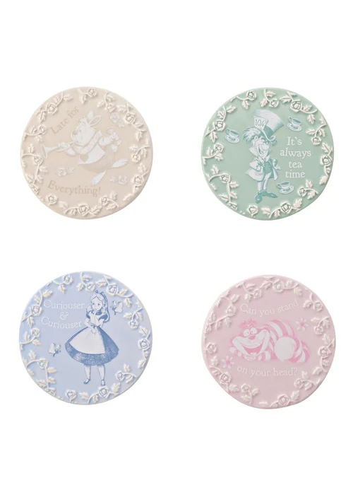 Disney Alice In Wonderland Set Of 4 Coasters - One Size Image 1