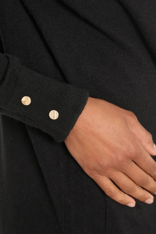 M&Co Black Button Detail Midi Cardigan - 14-16 Image 4