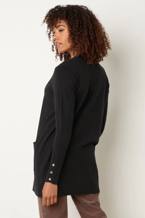 M&Co Black Button Detail Midi Cardigan - 14-16 Image 3