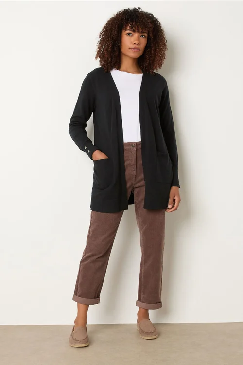 M&Co Black Button Detail Midi Cardigan - 14-16 Image 2