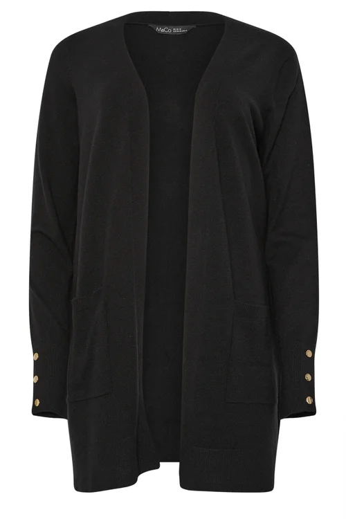 M&Co Black Button Detail Midi Cardigan - 14-16 Image 5