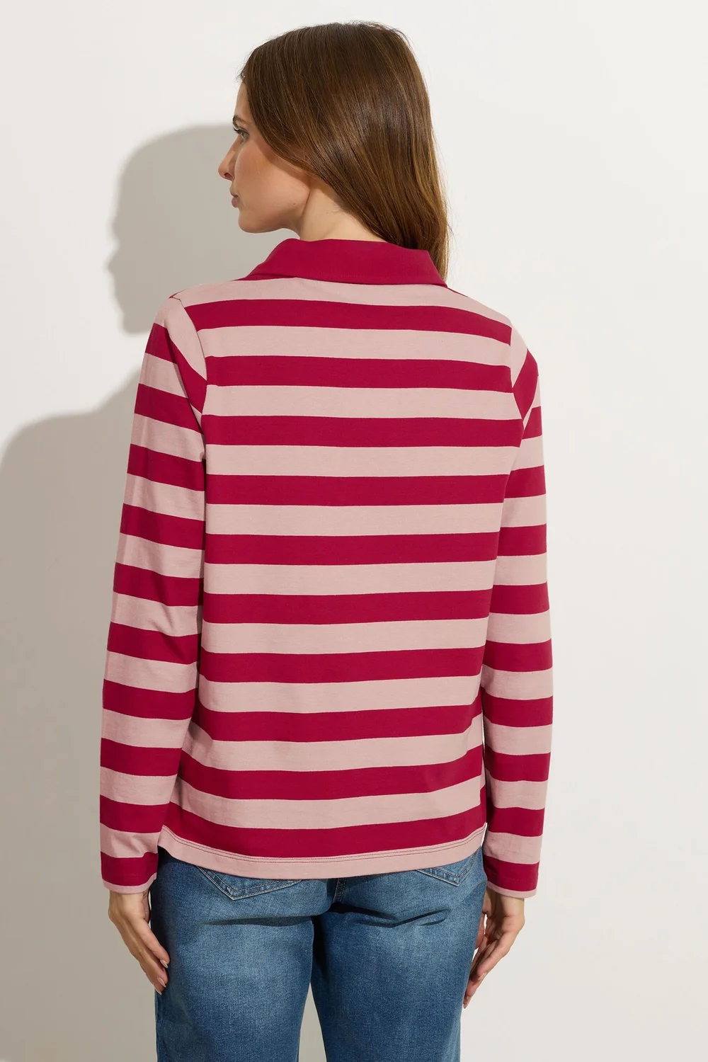 M&Co Red & Pink Cotton Stripe Polo Shirt - 18 Image 4