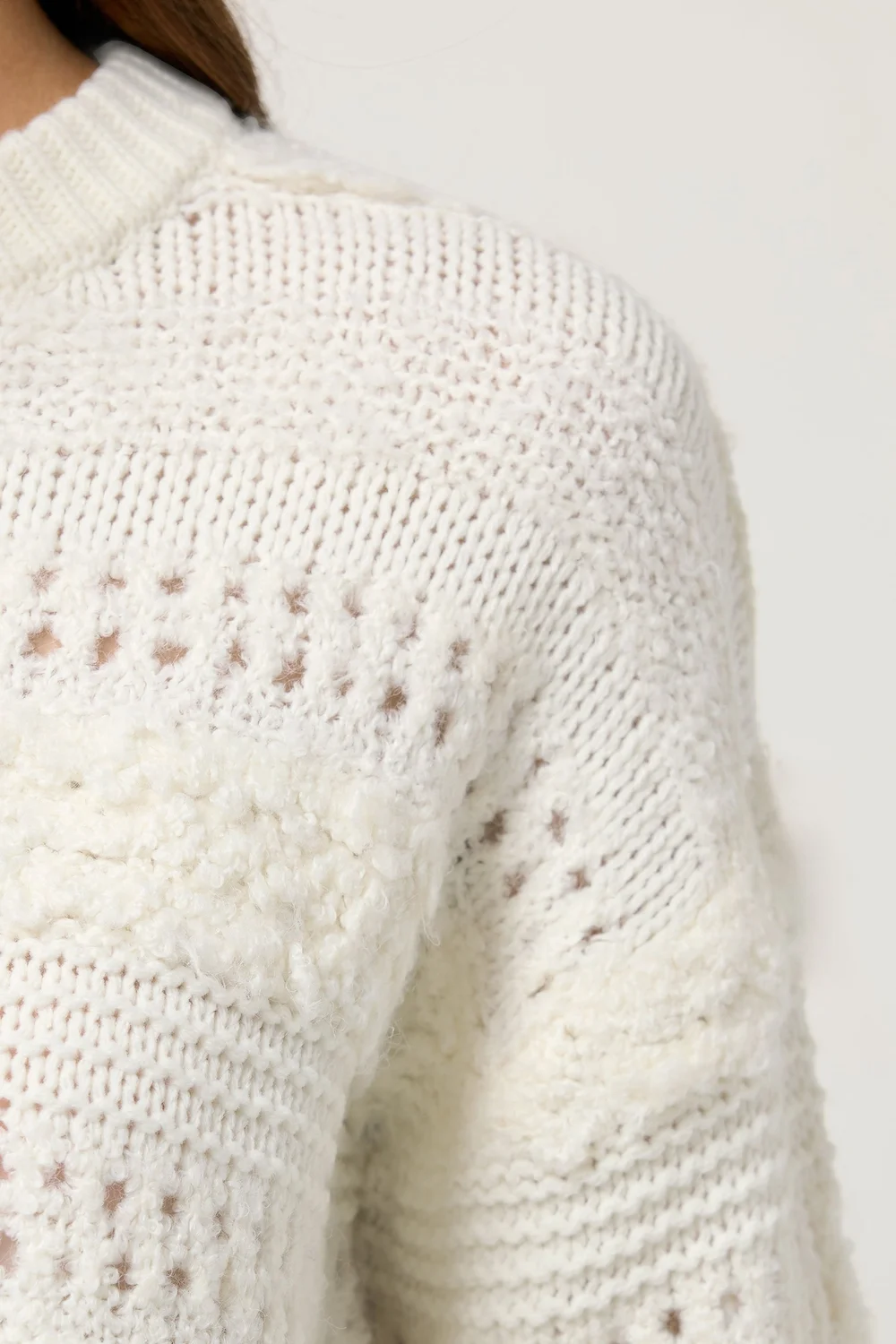 M&Co Ivory White Textured Boucle Knit Jumper - 14-16 Image 5