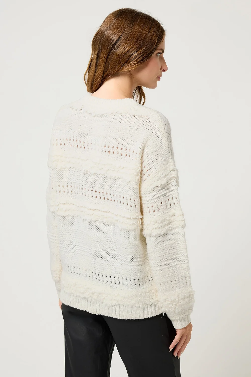 M&Co Ivory White Textured Boucle Knit Jumper - 14-16 Image 4