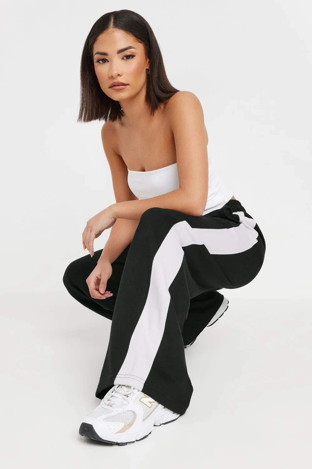 PixieGirl Petite Black Side Striped Wide Leg Joggers - 14 Image 5