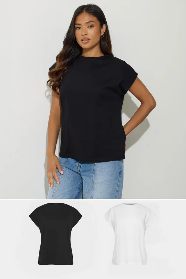 PixieGirl Petite 2 Pack Black and White T-Shirts