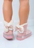 Love Lemonade Pink Crystal Faux Fur Bow Ankle Boots - Size 3 Image 1