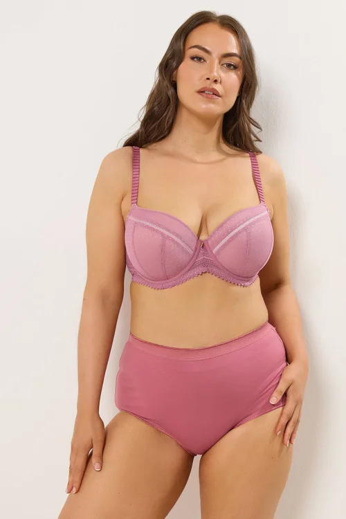 Yours Curve Pink Lace Underwired Padded Bra - 38C Image 2