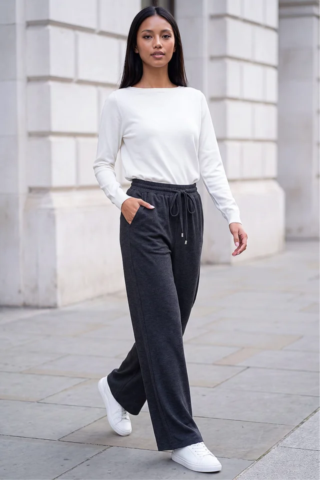 Roman Grey Petite Drawstring Ponte Trouser