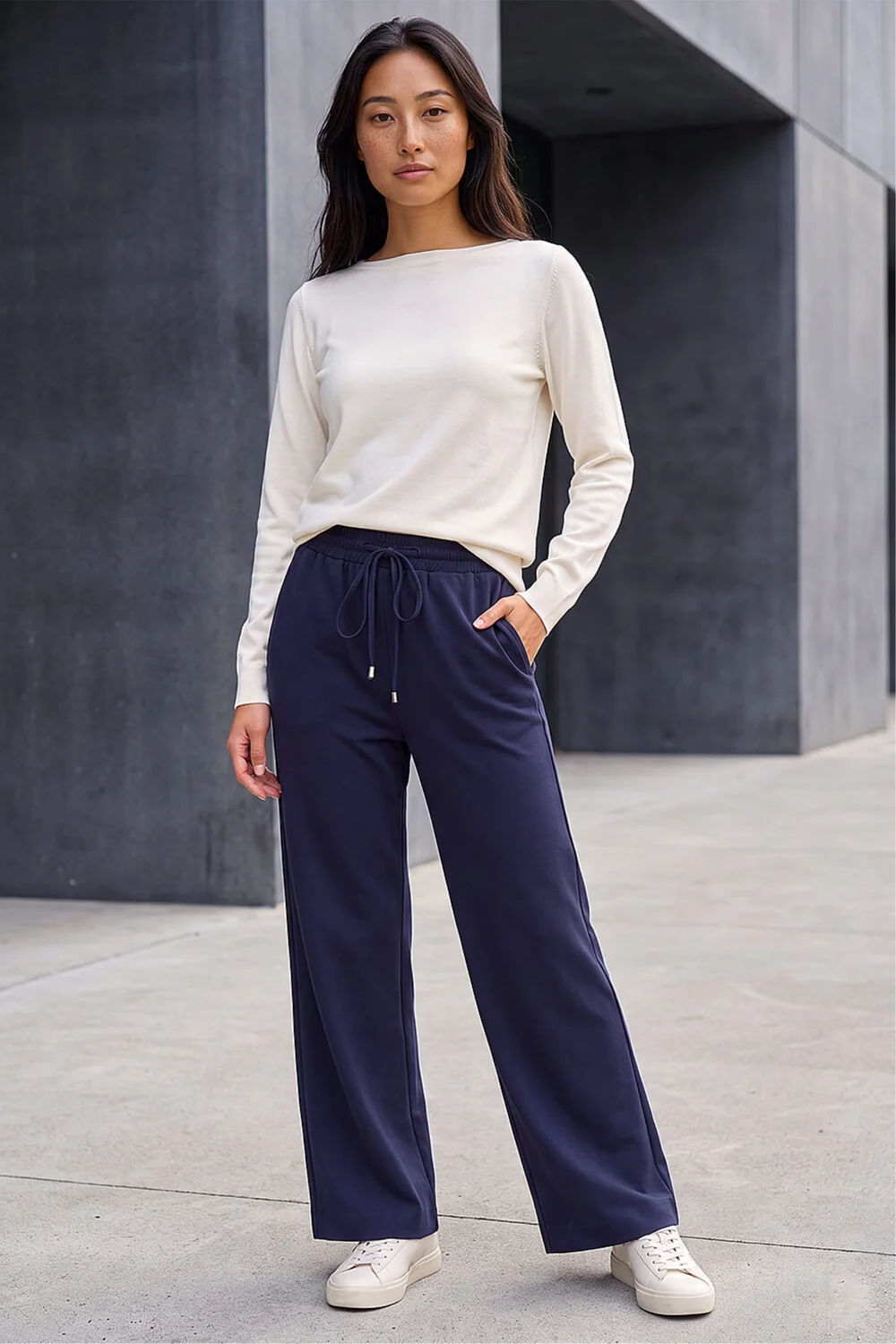 Roman Navy Petite Drawstring Ponte Trouser - 8 Image 2
