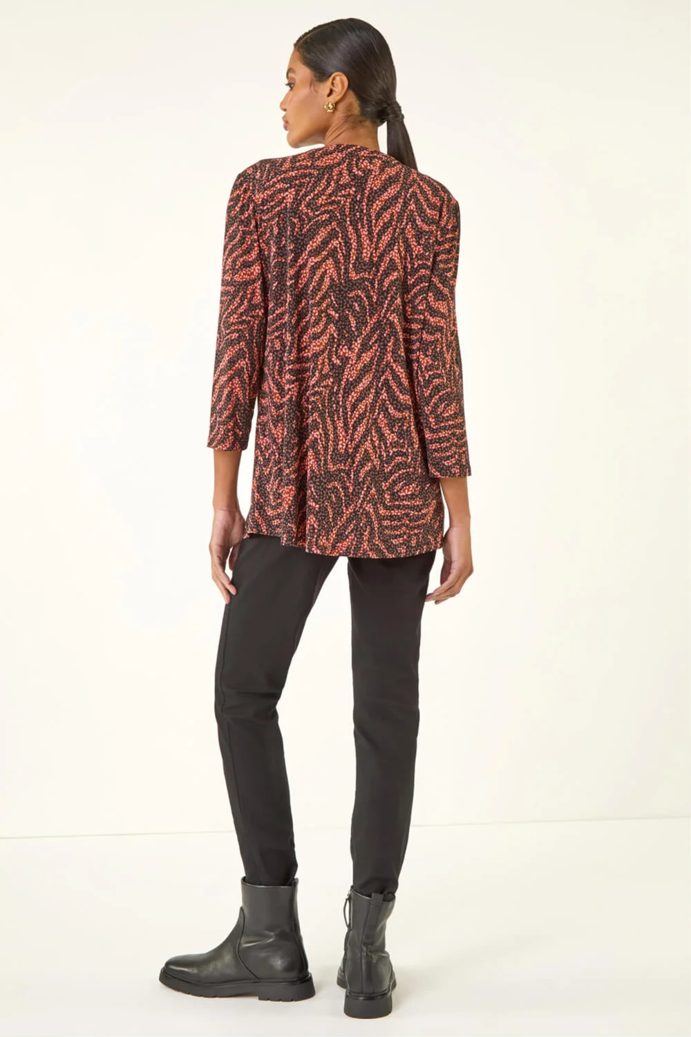 Roman Rust Animal Print Pintuck Stretch Shirt - Size 18 Image 3