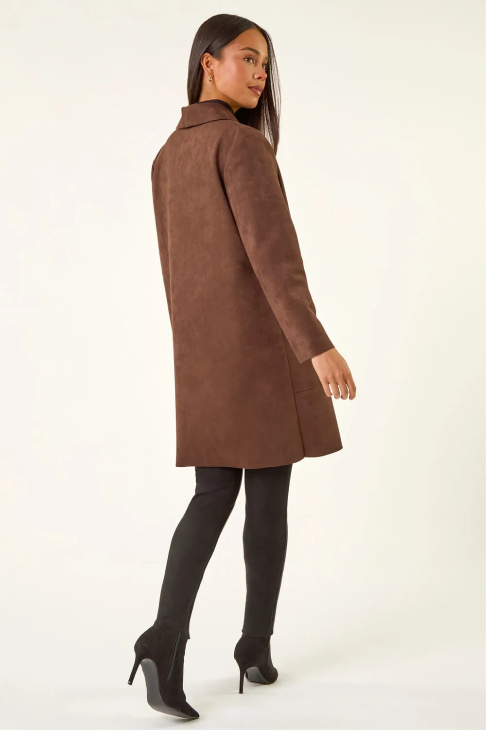Roman Chocolate Petite Faux Suede Pocket Jacket - 16 Image 3