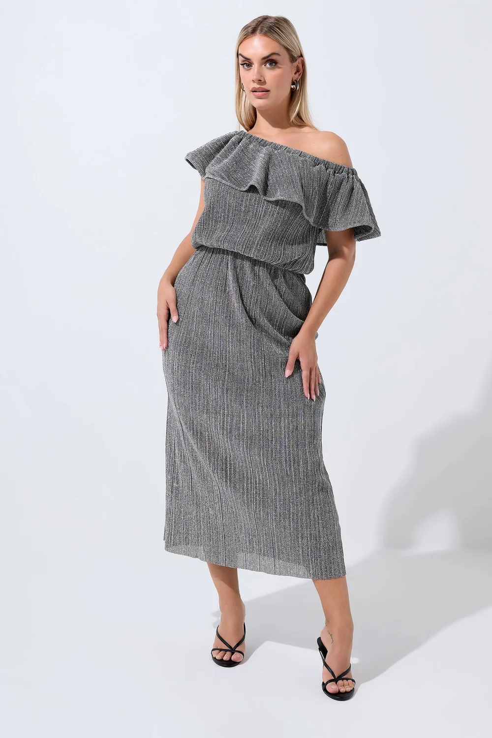 metallic maxi dress uk Zaya Plisse Metallic Maxi Dress Curve