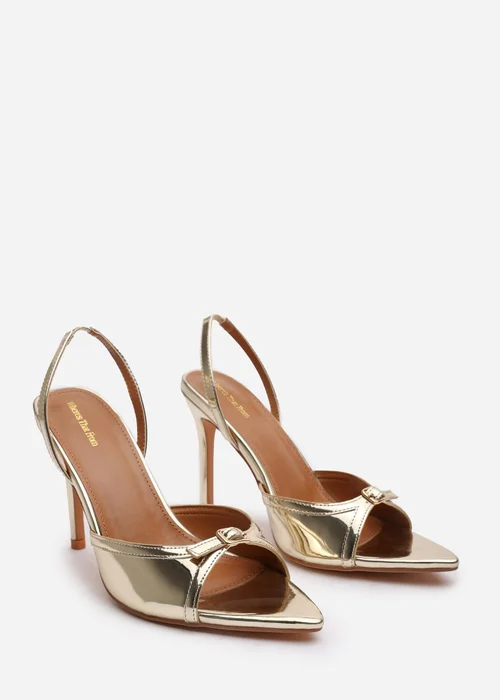 Where's That From Odette Gold PU Slingback Heels - 5 Image 4