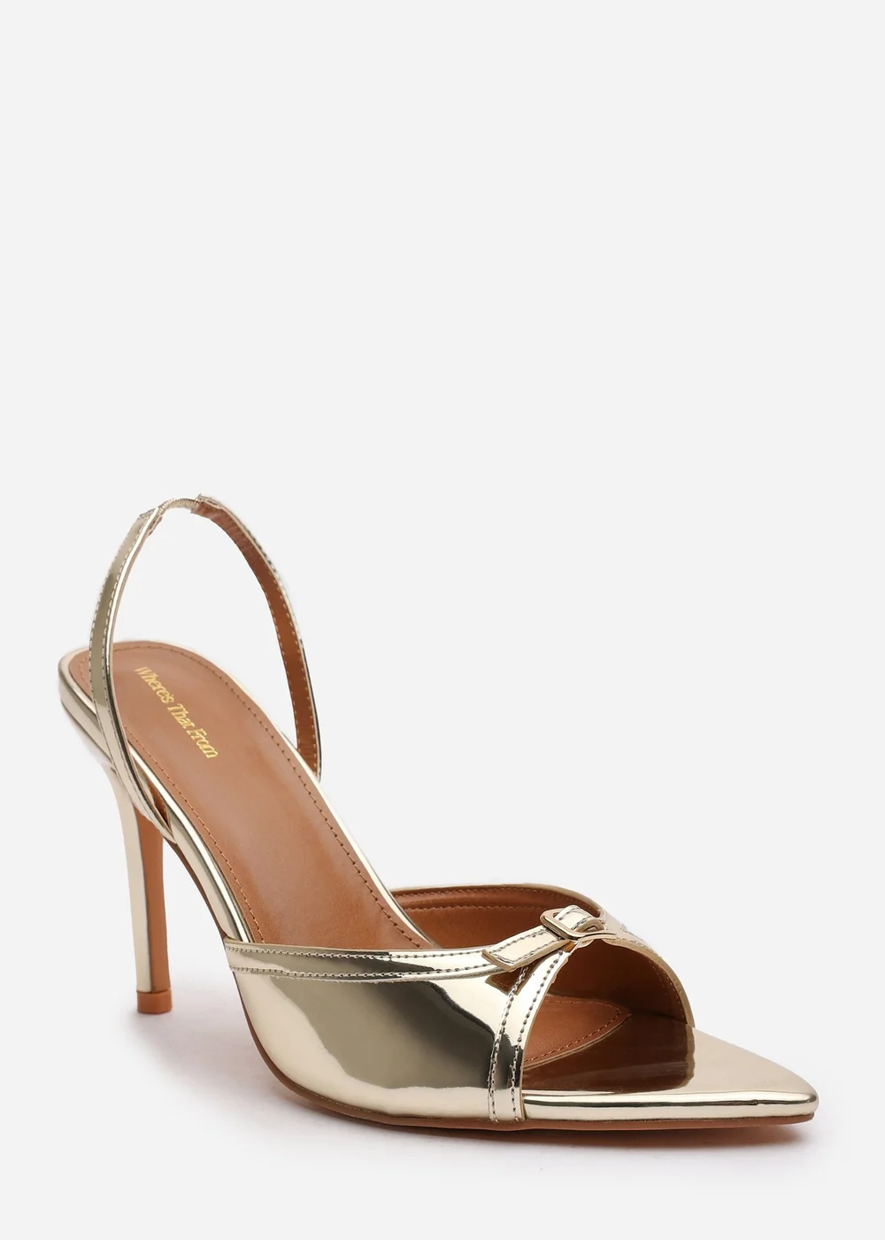 Where's That From Odette Gold PU Slingback Heels - 5 Image 3