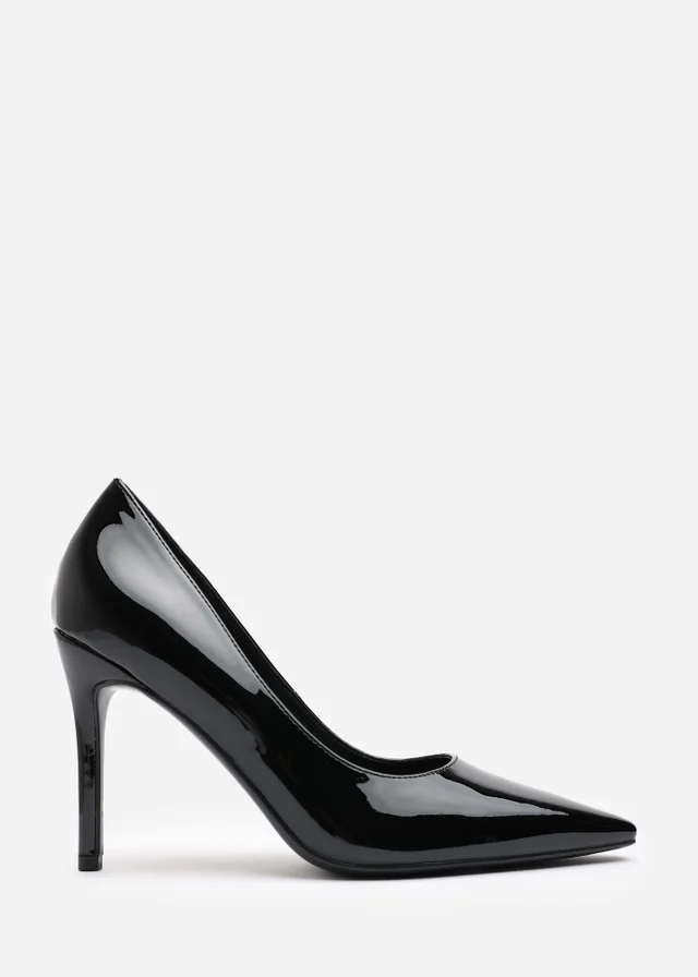 Where's That From Mireille Black Patent Wide-Fit Stiletto Heels
