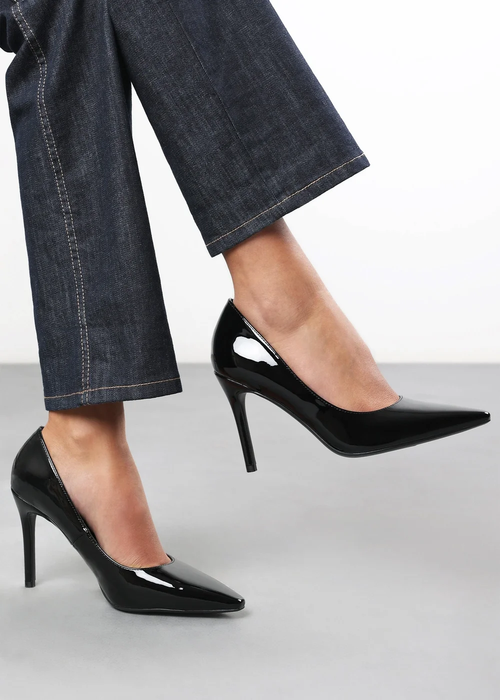 Where's That From Mireille Black Patent Wide-Fit Stiletto Heels - 4 Image 6