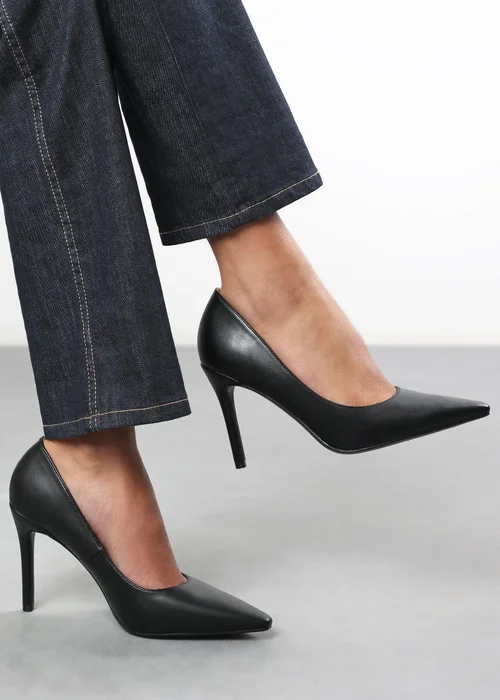 Where's That From Mireille Black PU Stiletto Heels - 7 Image 1