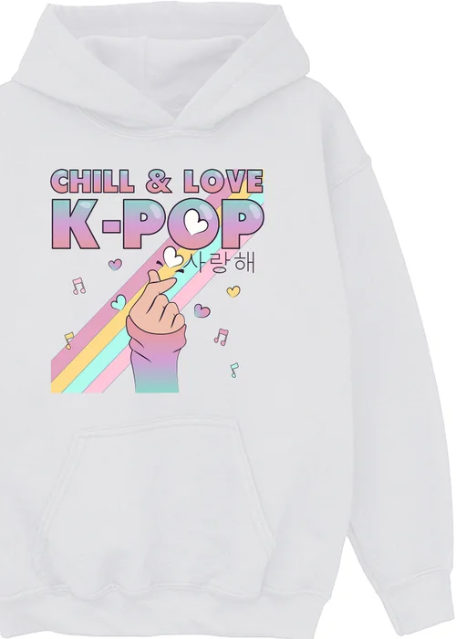 Ada & Ted K-Pop Chill & Love Girls White Graphic Hoodie (3-13 Years) - 12-13 yrs Image 2