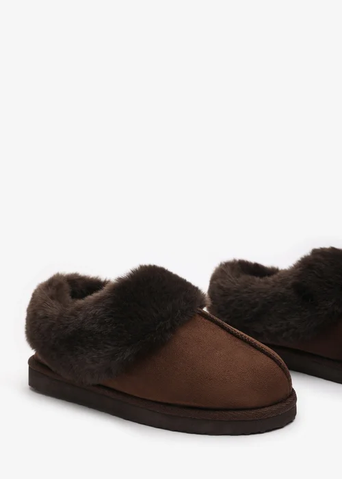 Wheres That From Danica Brown Mule Slippers With Faux Fur - 3 Image 5