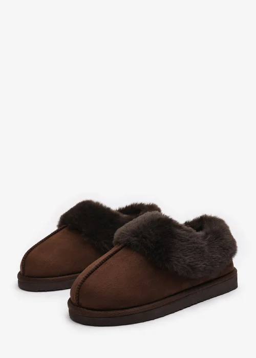 Wheres That From Danica Brown Mule Slippers With Faux Fur - 3 Image 4