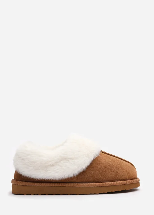 Wheres That From Danica Camel Mule Slippers With Faux Fur - 8 Image 1