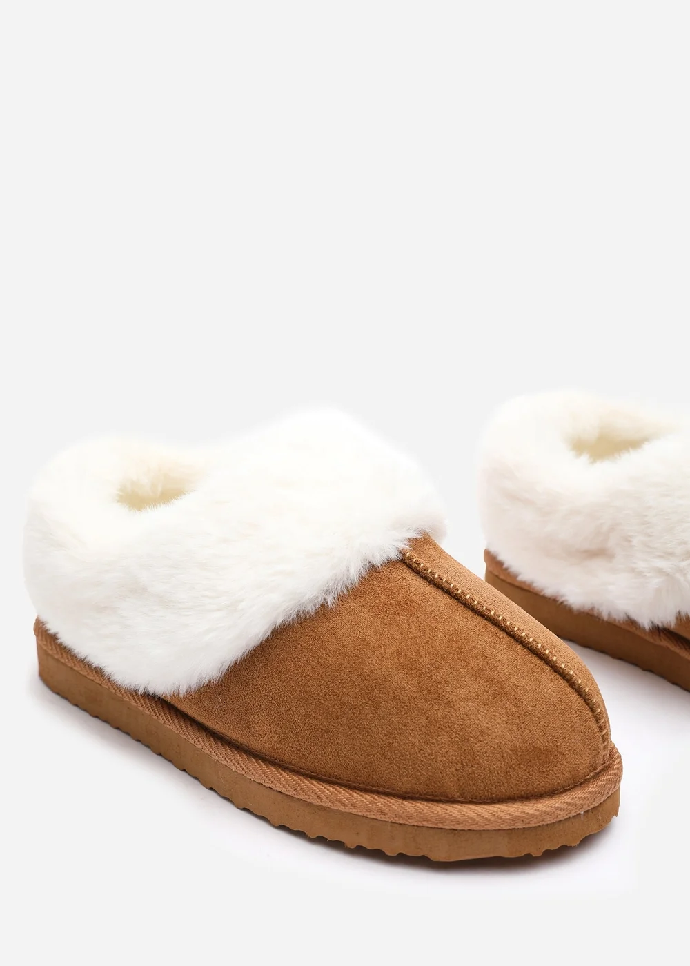 Wheres That From Danica Camel Mule Slippers With Faux Fur - 8 Image 4