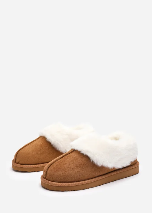 Wheres That From Danica Camel Mule Slippers With Faux Fur - 8 Image 3