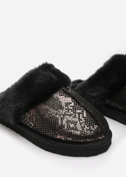 Where's That From Flora GunMetal Black Snake Print Mule Slippers - 3 Image 4