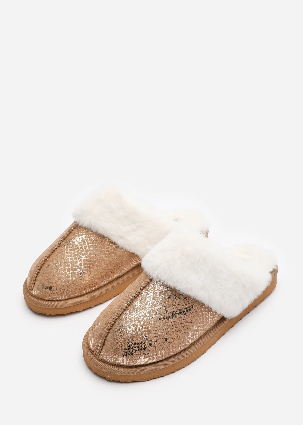 Where's That From Flora Gold Camel Snake Print Mule Slippers - 4 Image 3