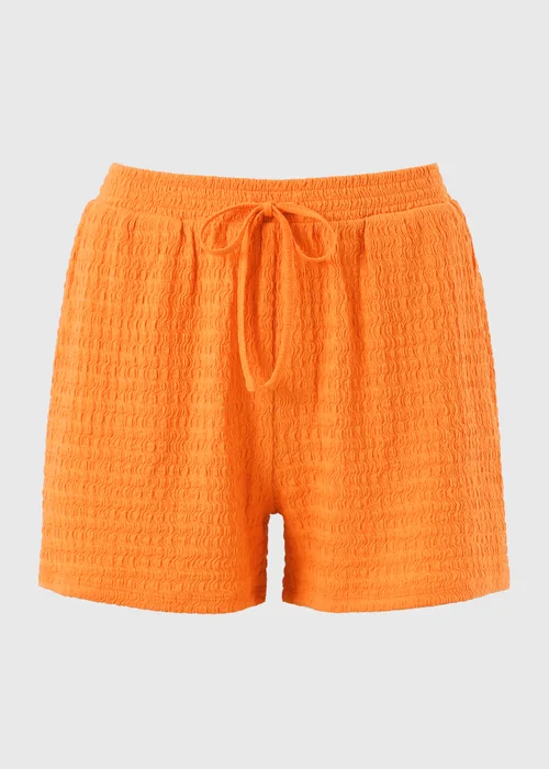 Orange Textured Co Ord Shorts - Extra Large Image 4