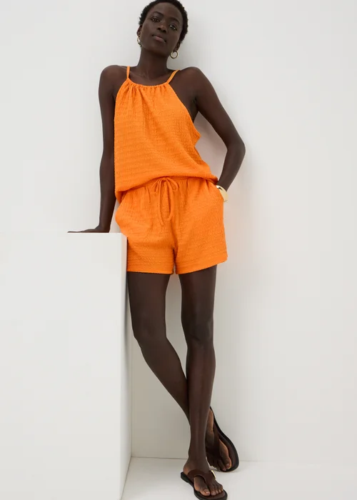 Orange Textured Co Ord Shorts - Extra Large Image 1