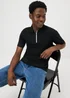 Black Smart Soft Touch Cotton Zip Polo Shirt - S Image 1