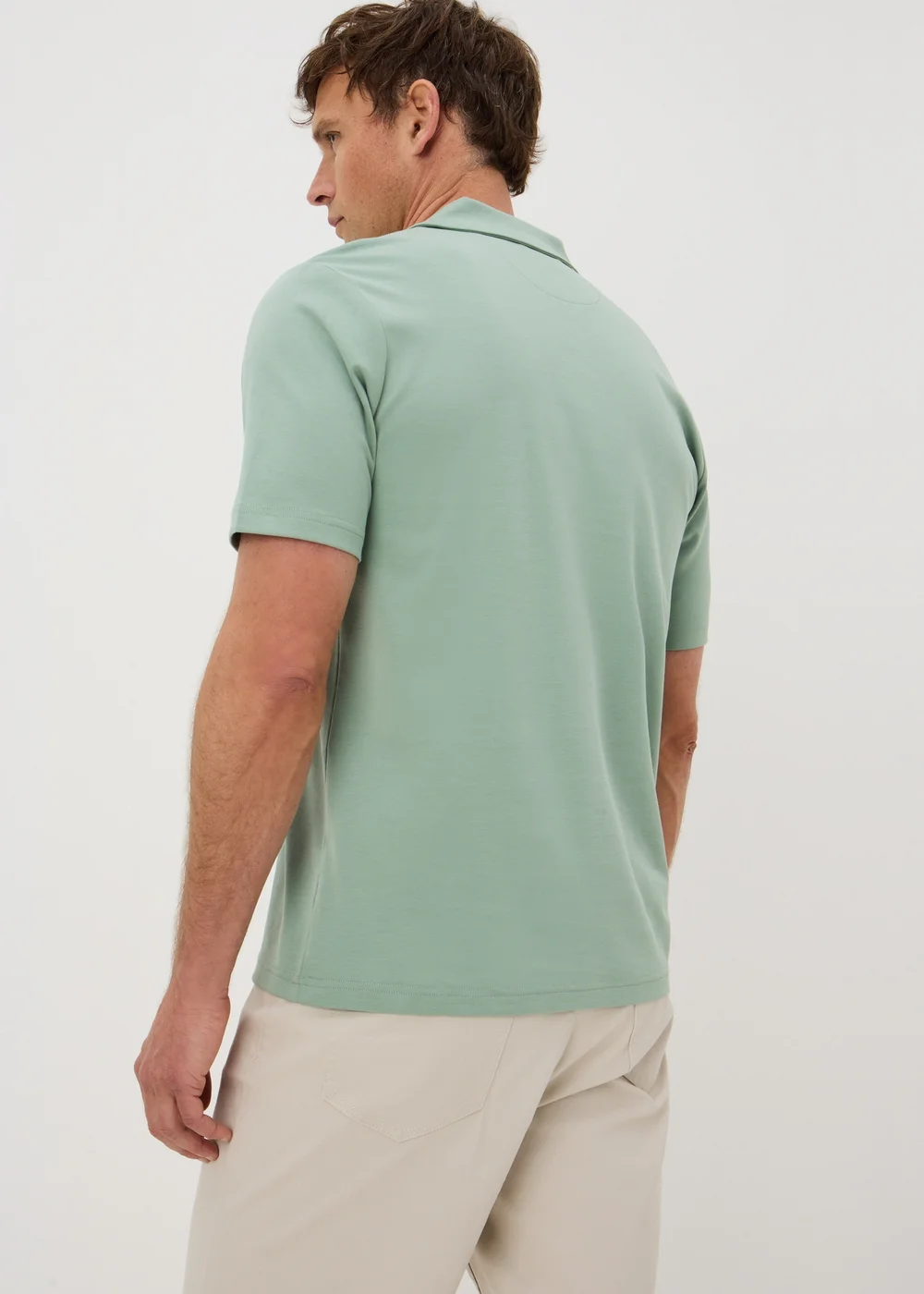 Green Smart Soft Touch Cotton Zip Polo Shirt - S Image 3