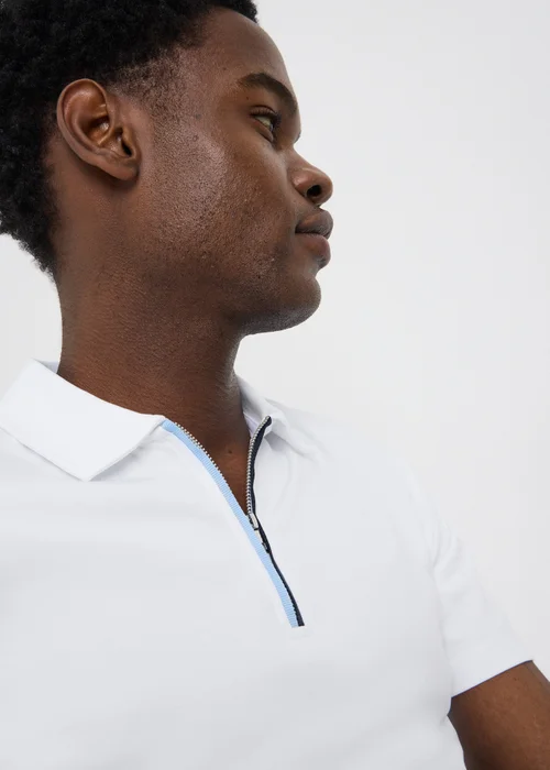 White Smart Zip Polo Shirt - S Image 3