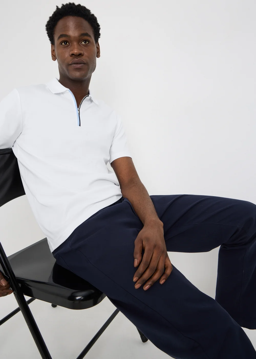 White Smart Zip Polo Shirt - S Image 1