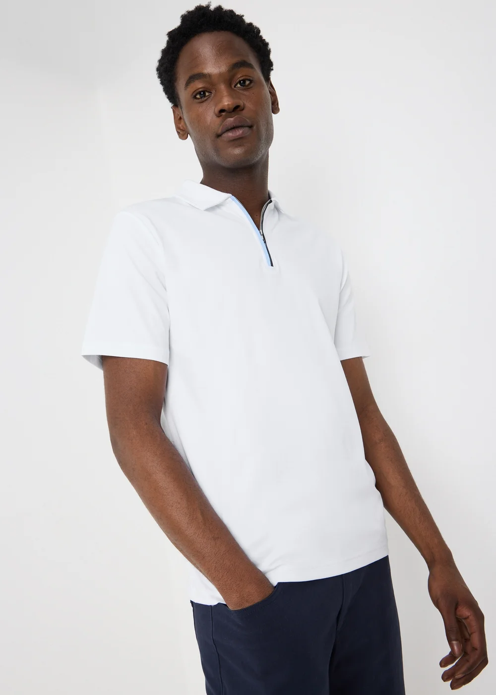 White Smart Zip Polo Shirt - S Image 2