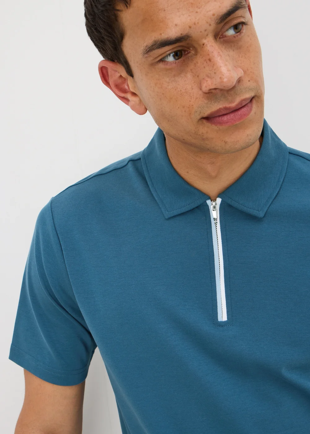 Blue Smart Zip Polo Shirt - S Image 3